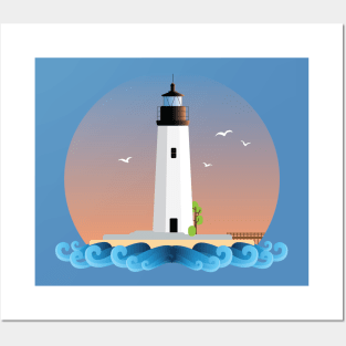 Flat Design - New Point Comfort Lighthouse Posters and Art